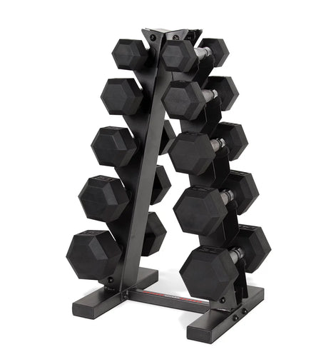 a Frame-Style Dumbbell Stand, Black (Holds 5 Pairs)