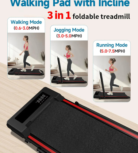 Walking Pad with Incline, Walking Pad Treadmill 2 in 1 Walking Pad for Walking and Jogging, 2.5HP Compact Treadmill for Home Office with Remote Control, LED Display