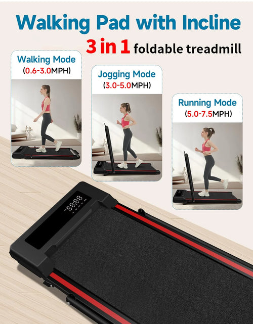 Load image into Gallery viewer, Walking Pad with Incline, Walking Pad Treadmill 2 in 1 Walking Pad for Walking and Jogging, 2.5HP Compact Treadmill for Home Office with Remote Control, LED Display
