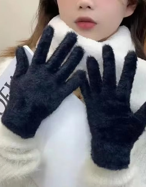 Load image into Gallery viewer, Fashion Winter Mink Velvet Five Finger Gloves Plush Warm Cold-Proof Gloves Women Outdoors Cycling Solid Color Wistiti Mittens
