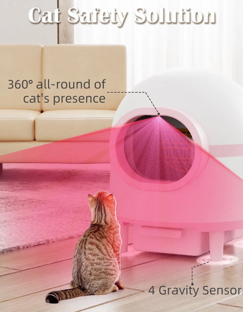 Load image into Gallery viewer, Self Cleaning Cat Litter Box, Automatic Smart Litter Box for Multiple Cats with 10 Safety Sensor Radars, 100L Electric Cat Box with App-Control, Odor Control, Quiet Operation, Pink
