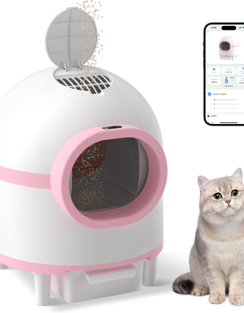 Load image into Gallery viewer, Self Cleaning Cat Litter Box, Automatic Smart Litter Box for Multiple Cats with 10 Safety Sensor Radars, 100L Electric Cat Box with App-Control, Odor Control, Quiet Operation, Pink
