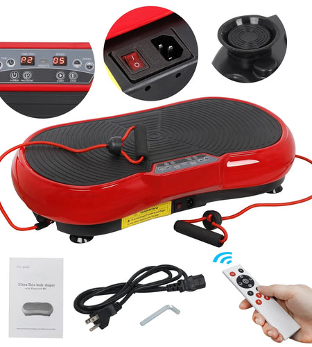 Vibration Plate Exercise Machine, Full Body Workout Home Platform W/Bluetooth Red