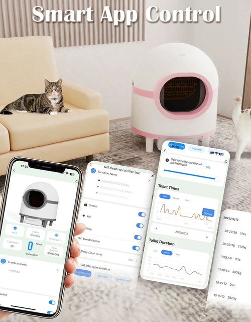 Load image into Gallery viewer, Self Cleaning Cat Litter Box, Automatic Smart Litter Box for Multiple Cats with 10 Safety Sensor Radars, 100L Electric Cat Box with App-Control, Odor Control, Quiet Operation, Pink
