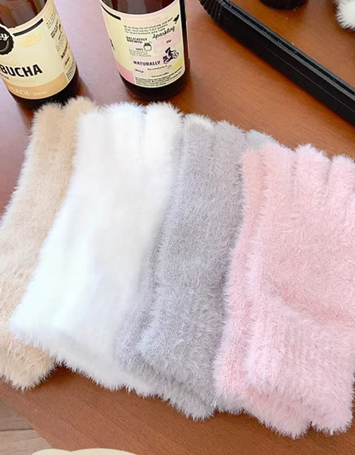 Load image into Gallery viewer, Fashion Winter Mink Velvet Five Finger Gloves Plush Warm Cold-Proof Gloves Women Outdoors Cycling Solid Color Wistiti Mittens
