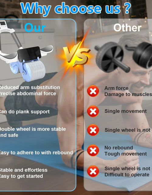 Load image into Gallery viewer, 2025 New with Timer Ab Abdominal Exercise Roller Elbow Support, Abs Roller Wheel Core Exercise Equipment, Automatic Rebound Abdominal Wheel
