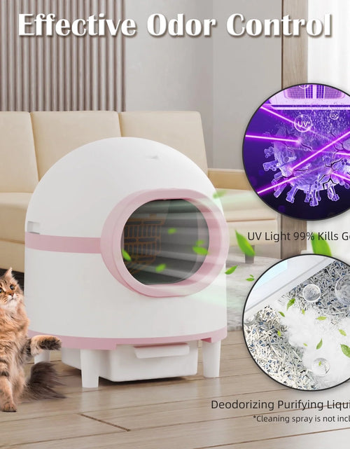 Load image into Gallery viewer, Self Cleaning Cat Litter Box, Automatic Smart Litter Box for Multiple Cats with 10 Safety Sensor Radars, 100L Electric Cat Box with App-Control, Odor Control, Quiet Operation, Pink
