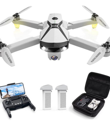 Syma Z6Pro Foldable GPS Drone with 4K HD Camera for Adults, FPV RC Quadcopter with Brushless Motors, Auto Return Home, 2 Batteries 48 Min Flight Time, Grey