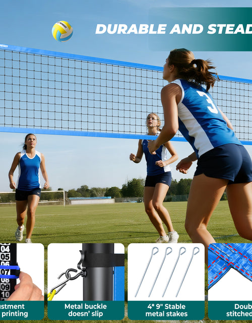 Load image into Gallery viewer, 32FT Outdoor Portable Volleyball Net Set System for Backyard - Quick &amp; Easy Setup Adjustable Height Steel Poles, PU Volleyball, Pump and Carrying Bag
