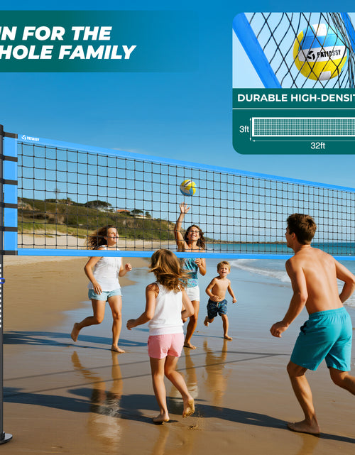 Load image into Gallery viewer, 32FT Outdoor Portable Volleyball Net Set System for Backyard - Quick &amp; Easy Setup Adjustable Height Steel Poles, PU Volleyball, Pump and Carrying Bag

