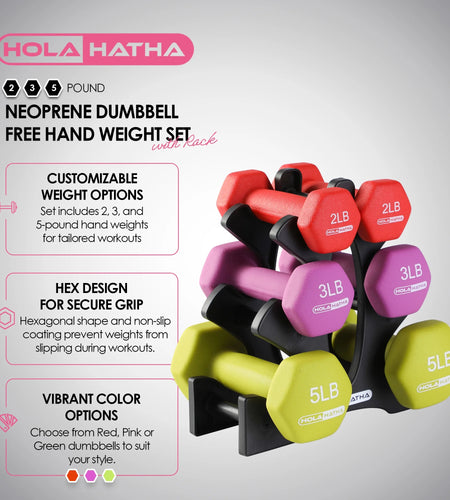Neoprene Dumbbell Free Weight Set with Rack