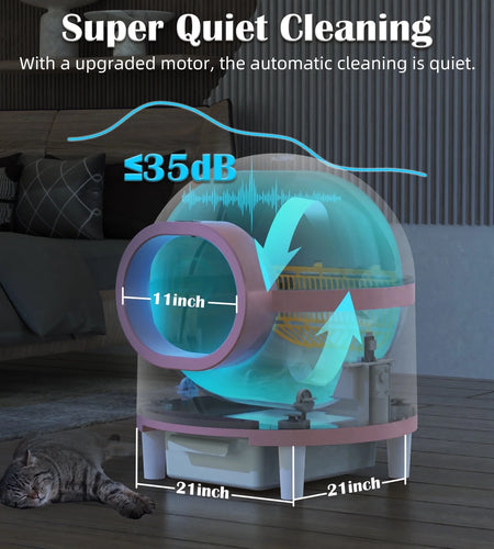 Self Cleaning Cat Litter Box, Automatic Smart Litter Box for Multiple Cats with 10 Safety Sensor Radars, 100L Electric Cat Box with App-Control, Odor Control, Quiet Operation, Pink