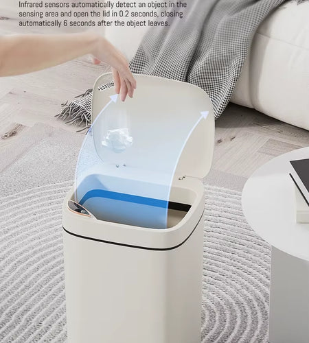 16L Smart Bathroom Trash Can White Non-Contact Narrow Smart Sensor Trash Can Smart Home Automatic Bagging Electronic Trash Can