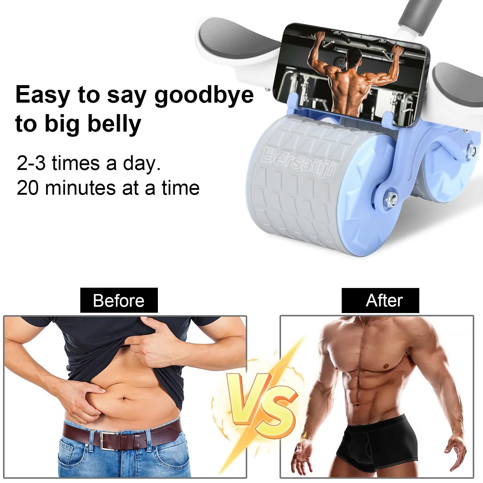 2025 New with Timer Ab Abdominal Exercise Roller Elbow Support, Abs Roller Wheel Core Exercise Equipment, Automatic Rebound Abdominal Wheel