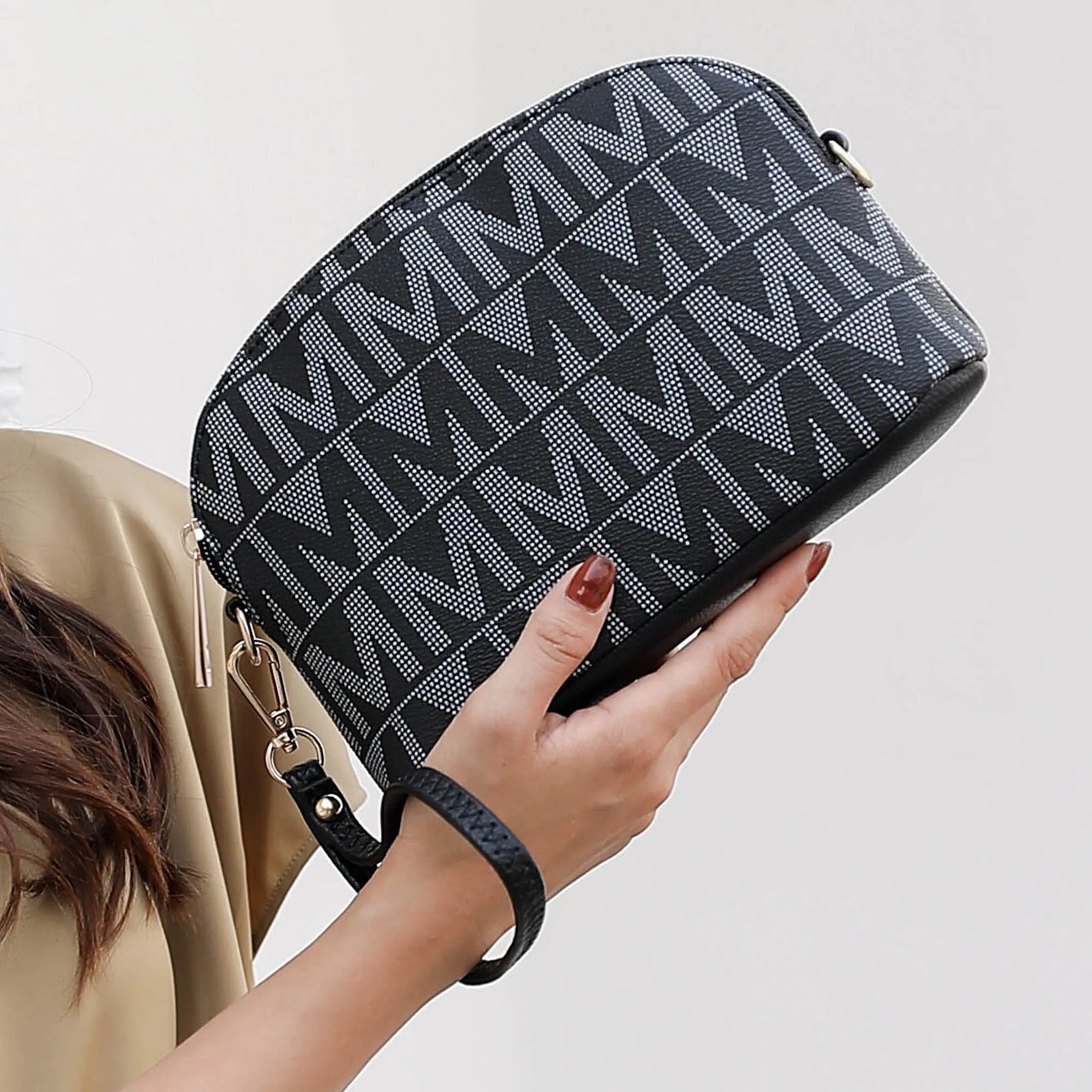 by Mia K. Marimar Women'S Tote Bag with Pouch and Wristlet, Signature 4 Piece Set - Beige