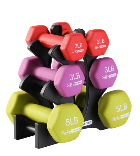 Neoprene Dumbbell Free Weight Set with Rack