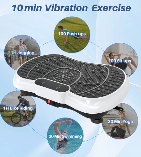 Vibration Plate Exercise Machine Whole Body Workout Vibration Fitness Platform with Accessories, White
