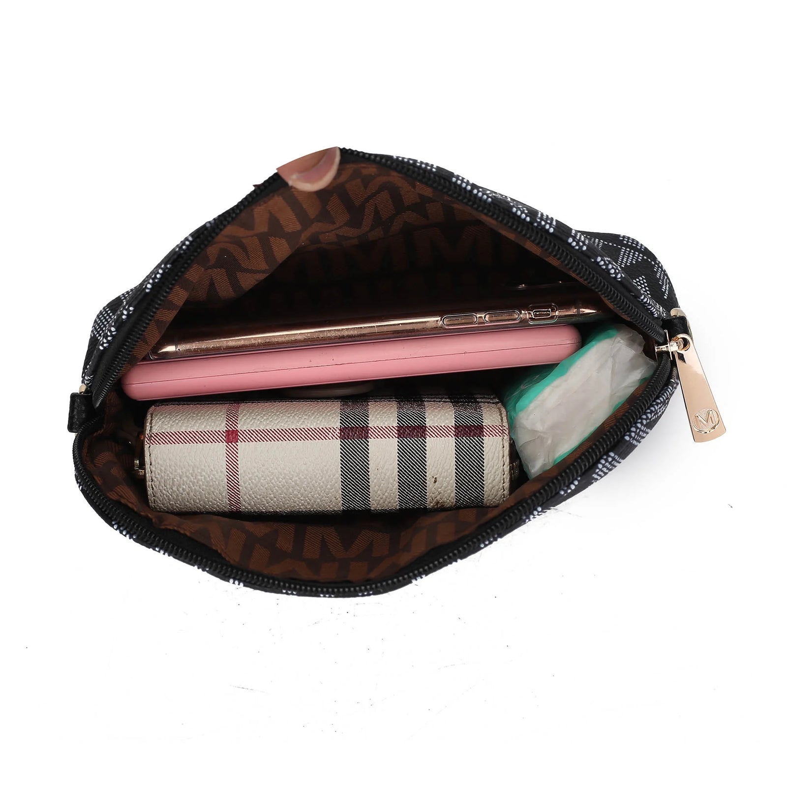 by Mia K. Marimar Women'S Tote Bag with Pouch and Wristlet, Signature 4 Piece Set - Beige