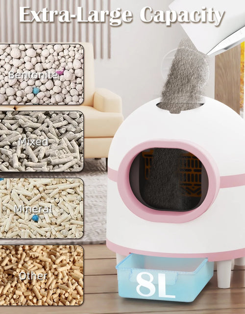 Load image into Gallery viewer, Self Cleaning Cat Litter Box, Automatic Smart Litter Box for Multiple Cats with 10 Safety Sensor Radars, 100L Electric Cat Box with App-Control, Odor Control, Quiet Operation, Pink
