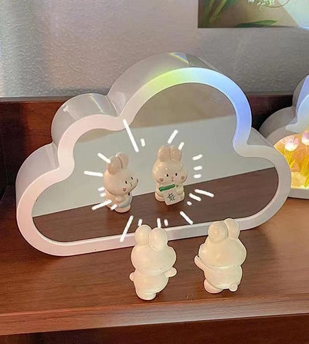 Cloud Mirror Tulip Lamp, Simulation Flower Bedroom Sleeping Table Lamp, Hand Craft DIY Tulips Mirror Night Light, Night Light for Bedroom,Creative Living Room Bedside Desktop Ornaments Girls (Purple)