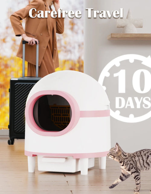 Load image into Gallery viewer, Self Cleaning Cat Litter Box, Automatic Smart Litter Box for Multiple Cats with 10 Safety Sensor Radars, 100L Electric Cat Box with App-Control, Odor Control, Quiet Operation, Pink
