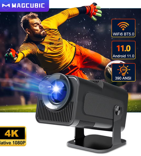 4K Android 11 Projector Native 1080P 390ANSI HY320 Dual Wifi6 BT5.0 1920*1080P Cinema Portable Projetor Upgrated HY300