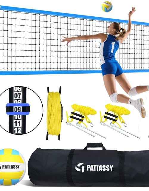 Load image into Gallery viewer, 32FT Outdoor Portable Volleyball Net Set System for Backyard - Quick &amp; Easy Setup Adjustable Height Steel Poles, PU Volleyball, Pump and Carrying Bag
