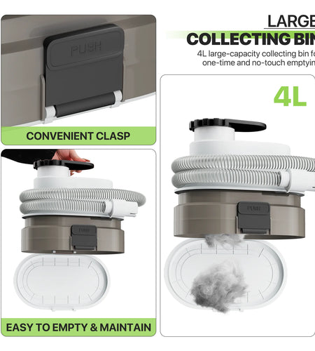 Pet Grooming Kit & Vacuum Suction 99% Pet Hair, Dog Grooming Kit with 6 Professional Grooming Shedding Tools for Dogs Cats and Other Animals, Black