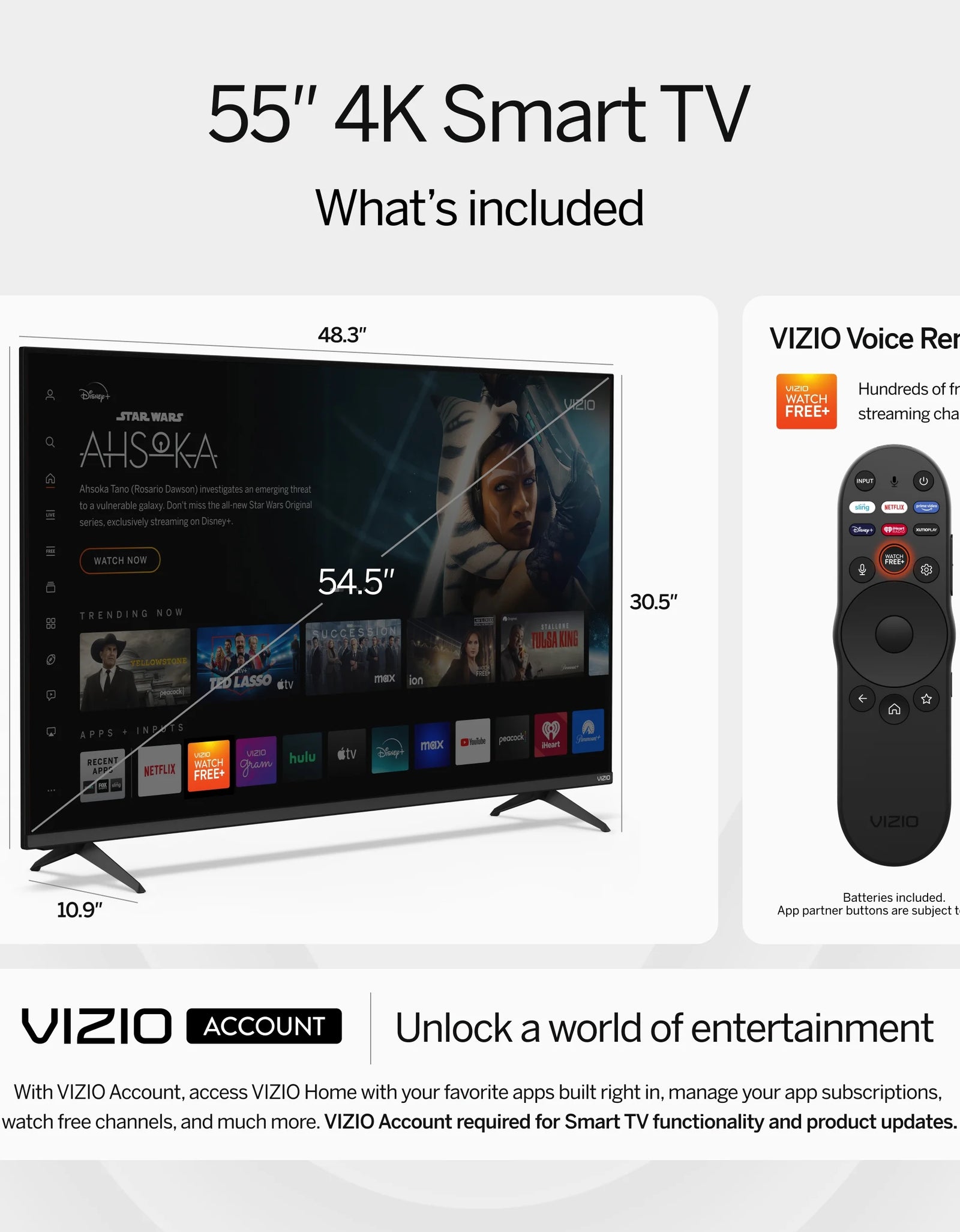 55” Class 4K UHD LED HDR Smart TV (V4K55M-08)